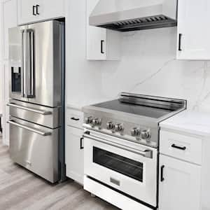 30 in. Freestanding Electric Range with 4 Burner Elements Induction Cooktop with White Matte Door in Stainless Steel