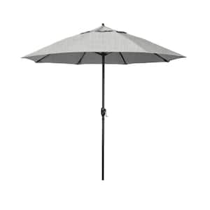 7.5 ft. Black Aluminum Market Patio Umbrella Fiberglass Ribs and Auto Tilt in Granite Sunbrella