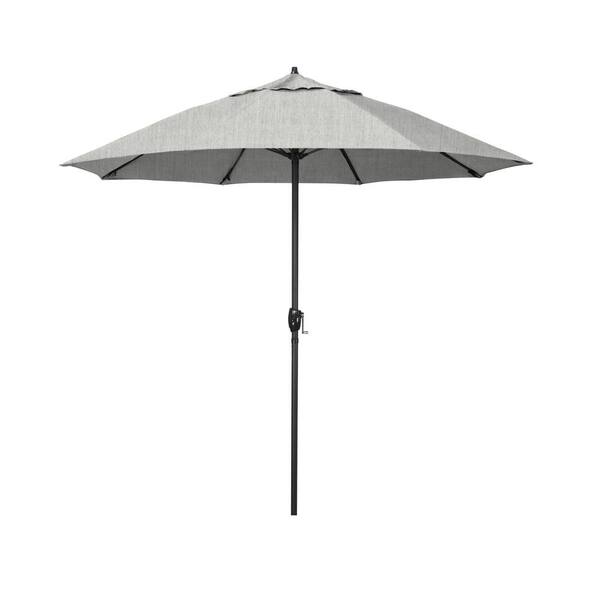 California Umbrella 7.5 ft. Black Aluminum Market Patio Umbrella Fiberglass Ribs and Auto Tilt in Granite Sunbrella