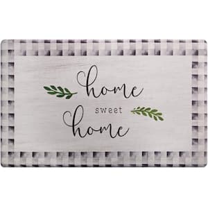 Cozy Living Home Sweet Home Buffalo Check Grey 17.5 in. x 30 in. Anti Fatigue Kitchen Mat