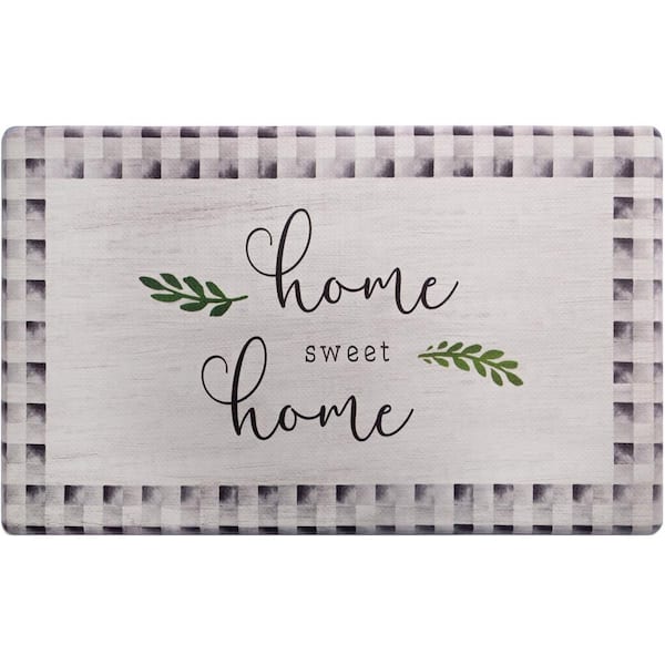 Home Dynamix Cozy Living Home Sweet Home Buffalo Check Grey 17.5 in. x 30 in. Anti Fatigue Kitchen Mat