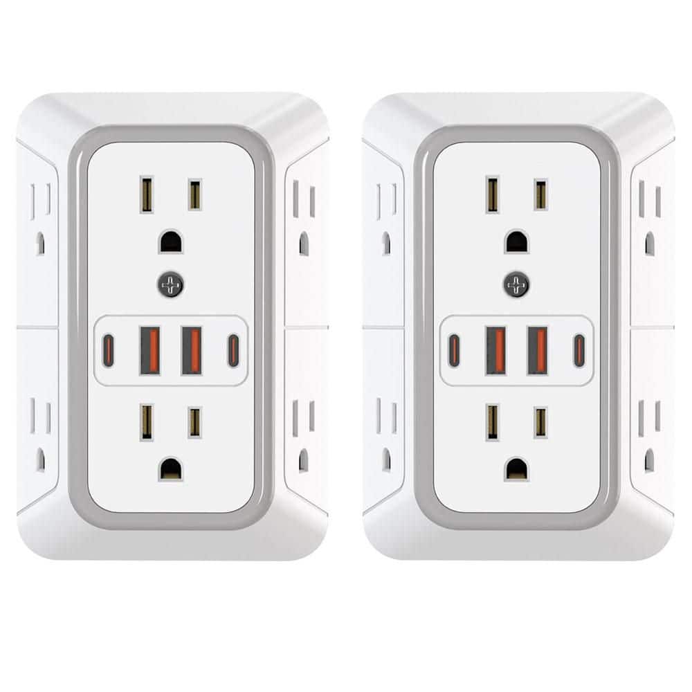 2-Pack White Outlet Extender Surge Protector, 6-Outlet Splitter with 4 USB Outlet (2 USB A), 3 Sided Power Strip price history on PriceWatchPro
