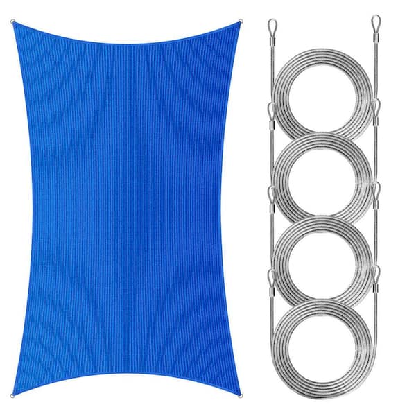 10 ft. x 16 ft. Rectangle Sun Shade Sail with Rope-Blue