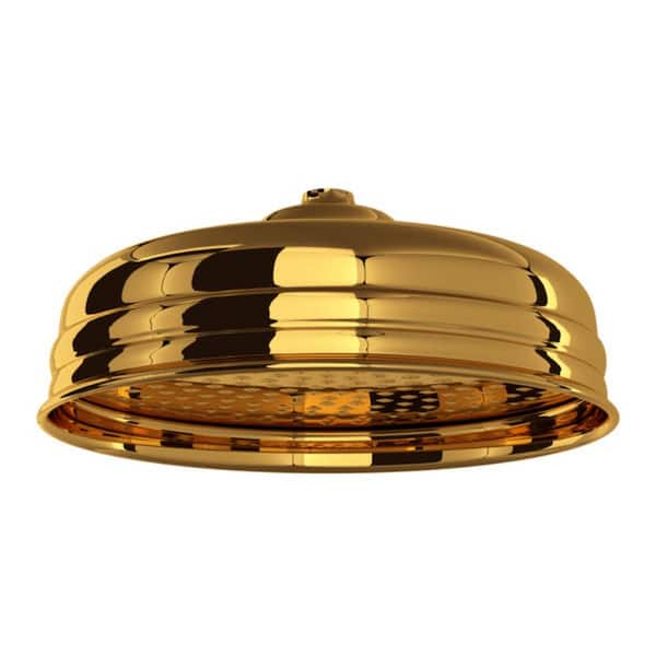 ROHL 1-Spray Pattern 12 in. Wall Mount Fixed Showerhead in Unlacquered Brass