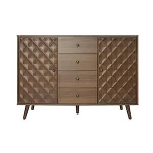 47.24 in. W x 15.75 in. D x 33.66 in. H Brown Linen Cabinet with 2-Door and 4-Drawer