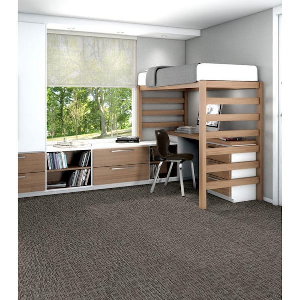 Generous - Thicket - Brown Commercial 24 x 24 in. Glue-Down Carpet Tile Square (80 sq. ft.)