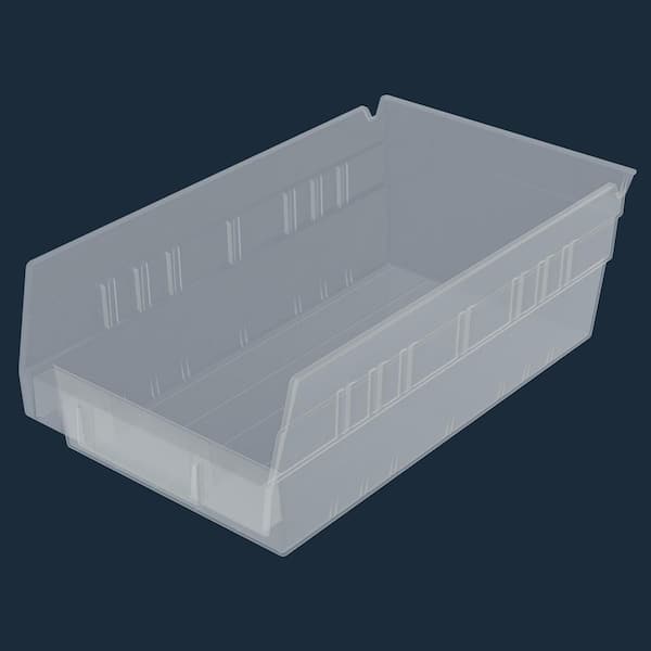 30130 Plastic Stackable Shelf Bins, 12 in. x 6-1/2 in. x 4 in. Clear, 12-Pack