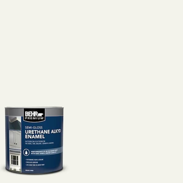 BEHR PREMIUM 1 qt. #W-F-600 Snow Fall Semi-Gloss Enamel Urethane Alkyd Interior/Exterior Paint