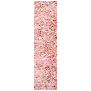 Rio Shag Ivory/Pink 2 ft. x 9 ft. Solid Runner Rug