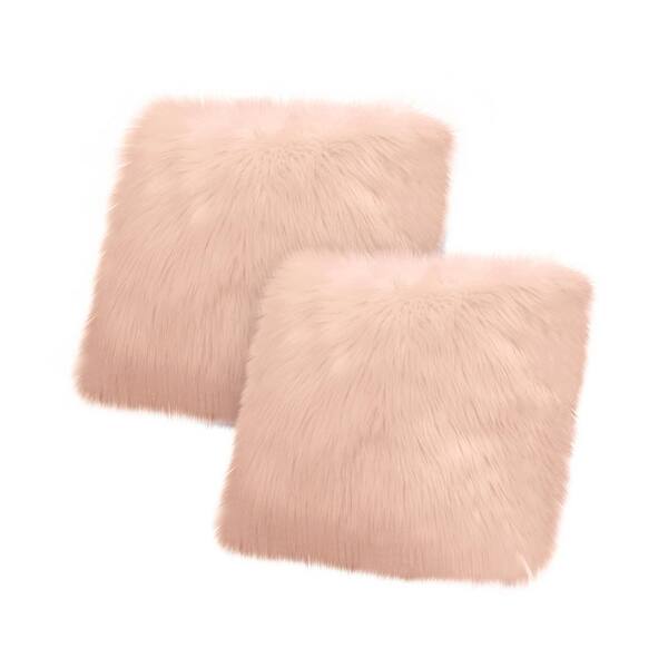 blush faux fur pillow