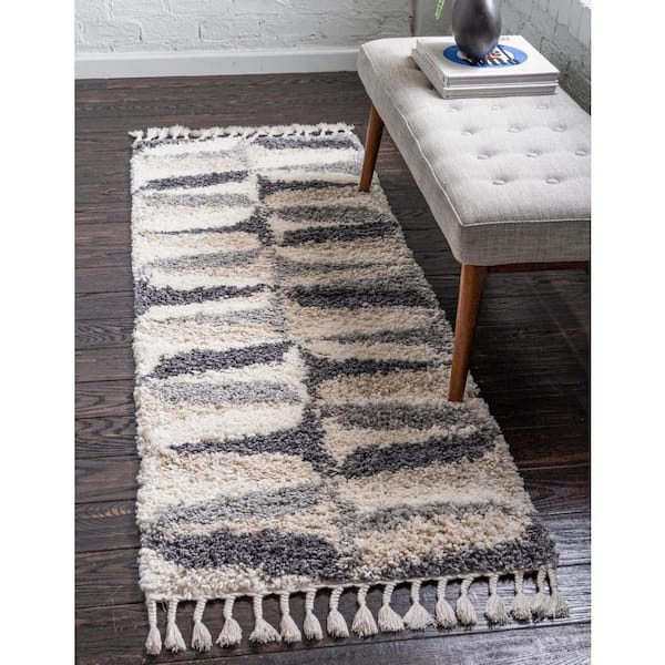 Hygge Shag Balanced Gray 2 ft. 2 in. x 6 ft. Runner Rug
