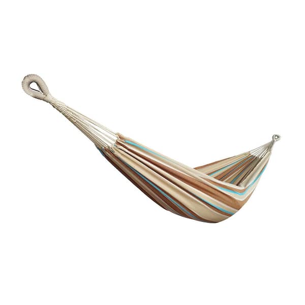 BLISS HAMMOCKS 6.5 ft. Hammock in a Bag Hammock Bed with Hand-Woven Rope Loops & Hanging Hardware Included, Hampton Stripe