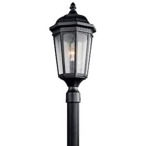 Courtyard 1-Light Textured Black Aluminum Hardwired Waterproof Outdoor Post Light with No Bulbs Included (1-Pack)