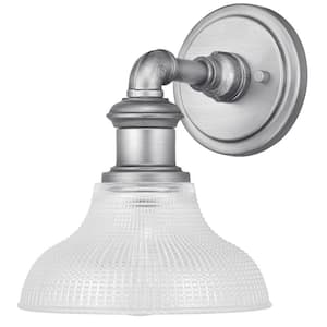 Foxcroft 5 in. Antique Nickel Sconce with Clear Prismatic Glass Shade
