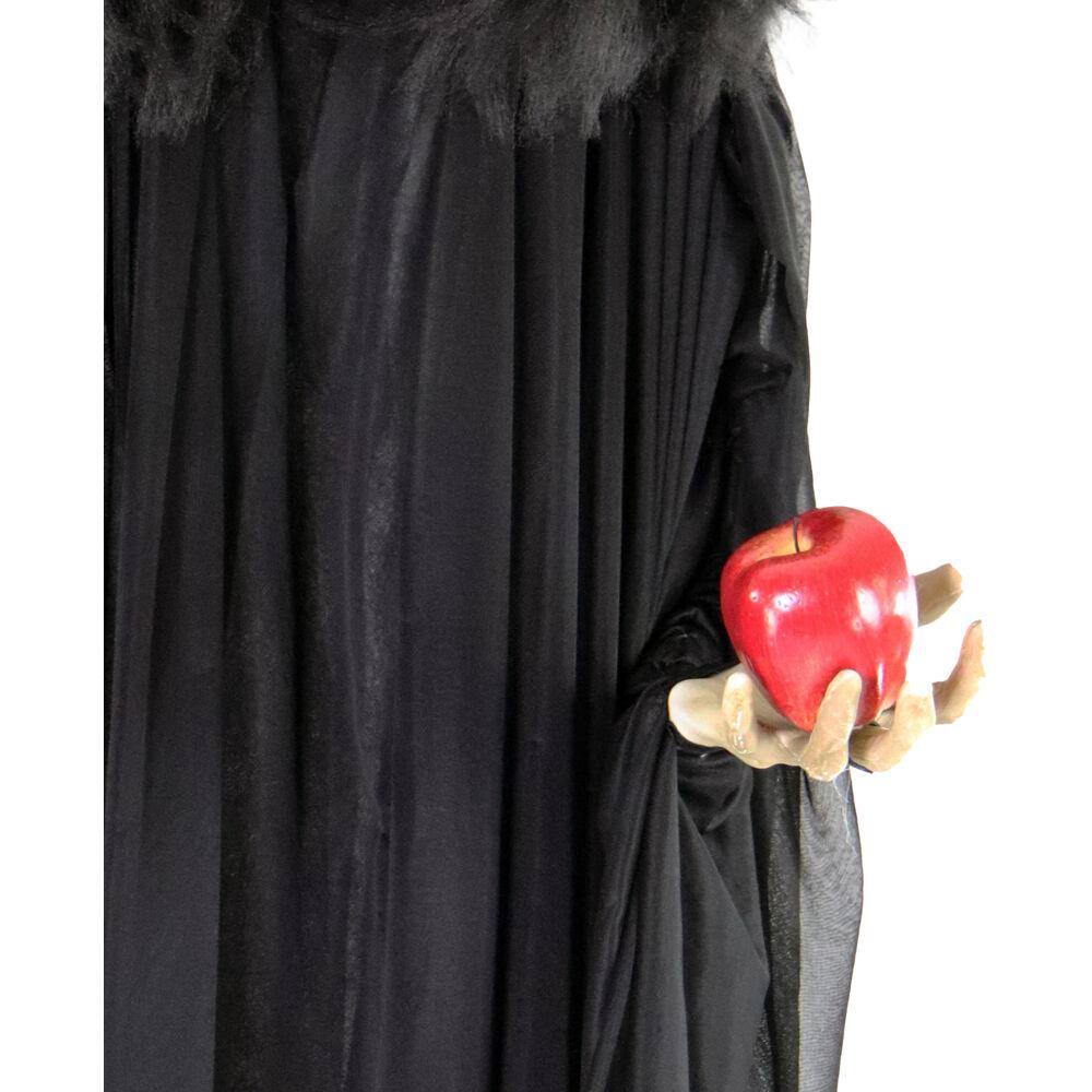Life-Size Black Polyester Witch Animatronic with Red Apple
