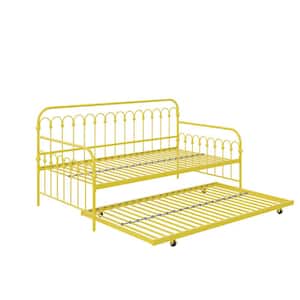Bright Pop Yellow Metal Twin Daybed with Trundle