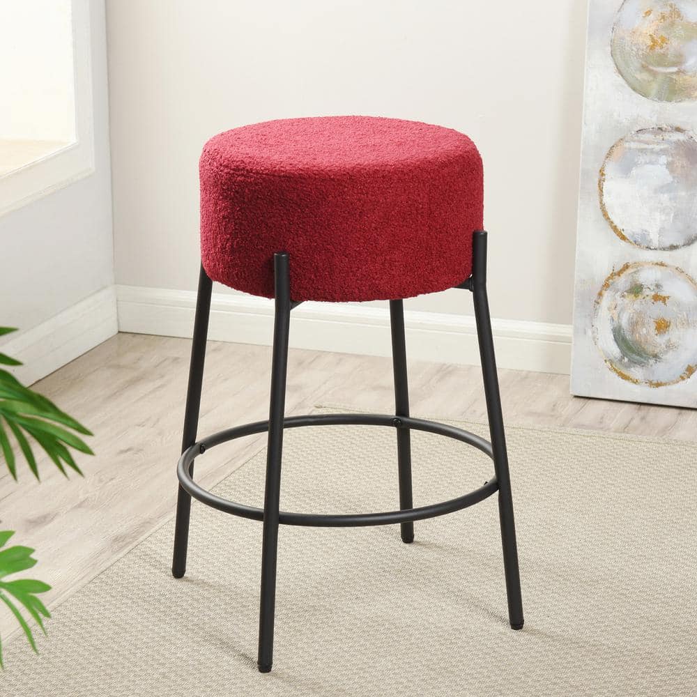 StyleCraft Soloist 26 in. Black Backless Metal Bar Stool with Fabric