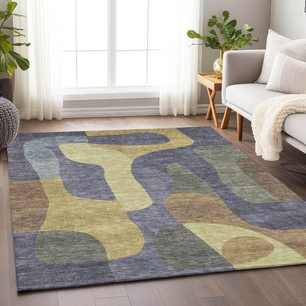 Chantille Machine Washable Indoor/Outdoor Abstract ACN1867 Purple 9 ft. x 12 ft. Accent Rug