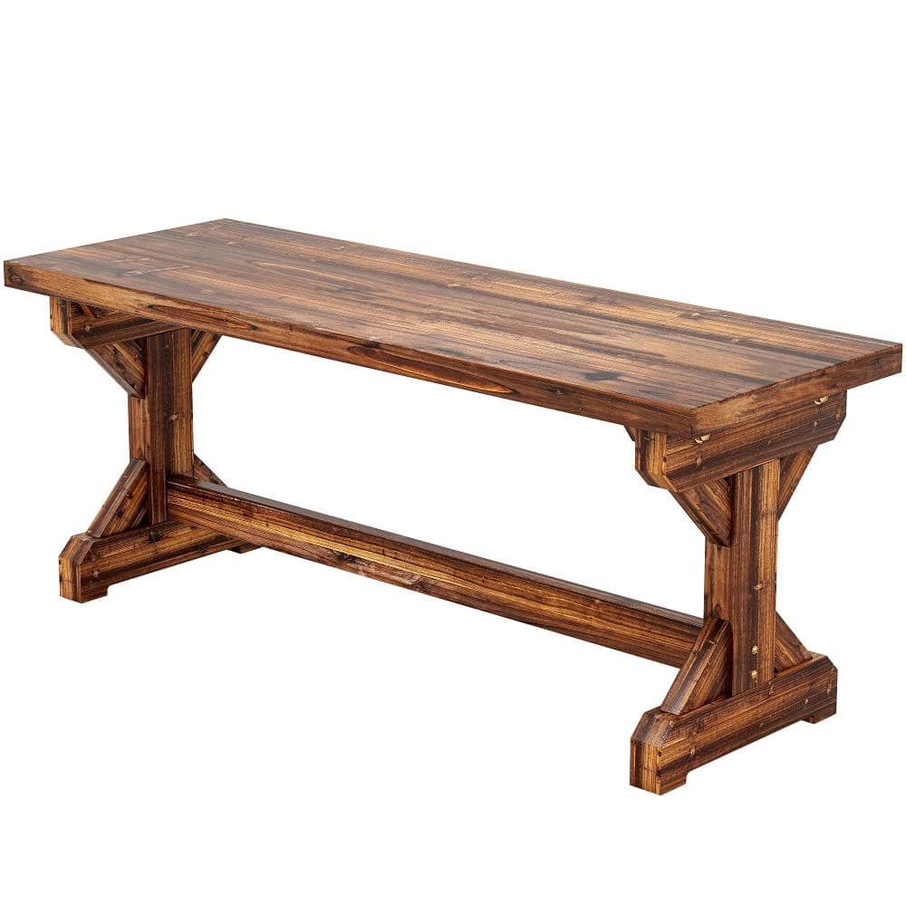 "Rustic Backless Outdoor Wooden Bench, 45"" Carbonized Fir Wood Patio Loveseat with X-Shape Base for Porch, Garden, Park" price history on PriceWatchPro
