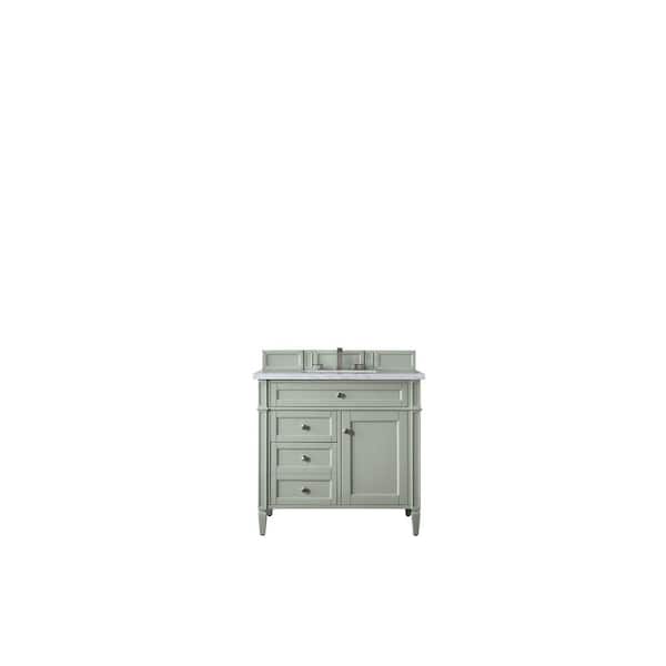 James Martin Vanities Brittany 36.0 in. W x 23.5 in. D x 34 in. H Bathroom Vanity in Sage Green with Arctic Fall Solid Surface Top