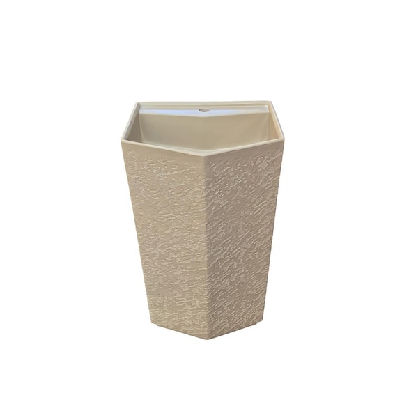 18 in. L x 18 in. W Stone Resin Solid Surface Pedestal Sink Column Basin in Linen