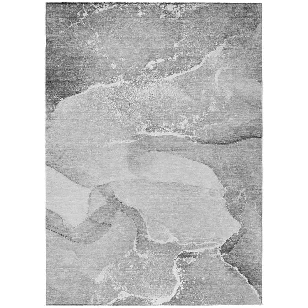 Gray and Ivory 8 ft. x 10 ft. Woven Abstract Polyester Rectangle Indoor/Outdoor Area Rug price history on PriceWatchPro
