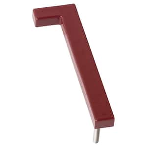 4 in. Brick Red Aluminum Floating or Flat Modern House Number 1
