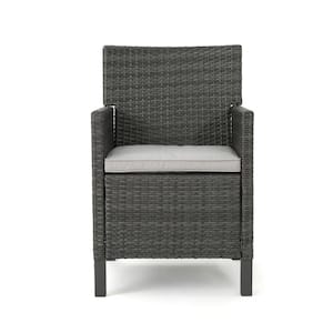 Cypress Grey Removable Cushions Faux Rattan Outdoor Dining Chair with Light Grey Cushion (2-Pack)