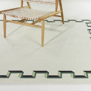 Samina Green 5 ft. x 7 ft.  Border Indoor/Outdoor Area Rug