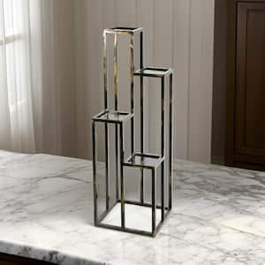 48 in. Black and Gold Square Metal Plant Stand with 4-Tier