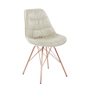 Langdon Cream Faux Leather Chair with Rose Gold Base