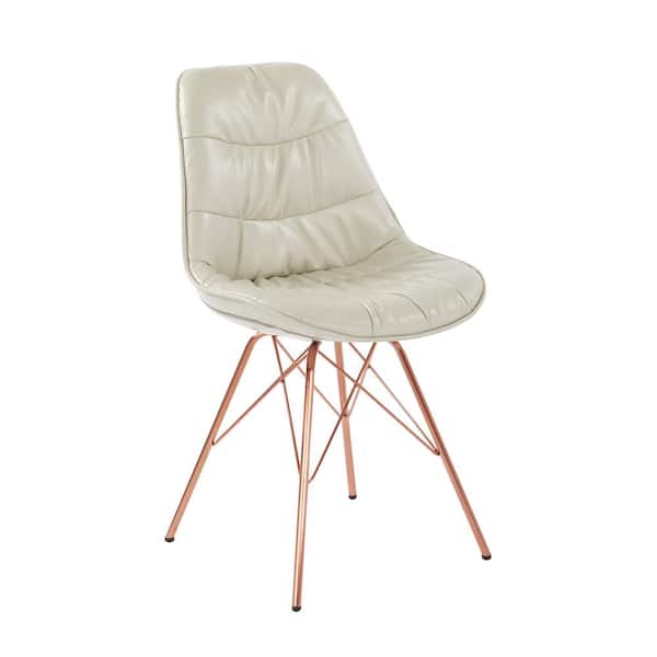 OSP Home Furnishings Langdon Cream Faux Leather Chair with Rose Gold Base