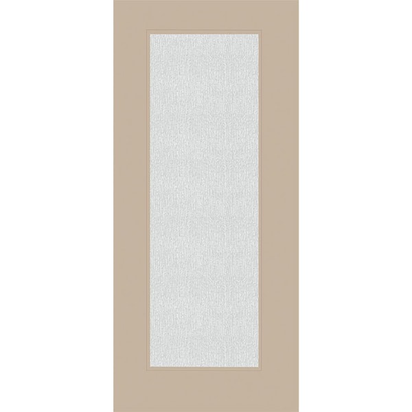 Legacy 36 in. x 80 in. Universal Handing Full Lite Rain Glass Primed Sandstone Finish Fiberglass Front Door Slab