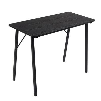 Simple 39.4 in. Rectangle MDF Wood Top with Black Steel Tubes Computer Study Table Home Office Desk