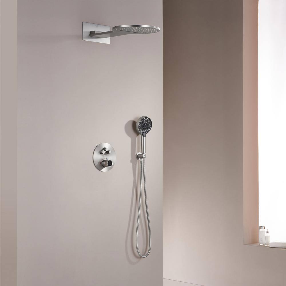 Brushed Nickel Multi-Head Thermostatic Rain Shower System