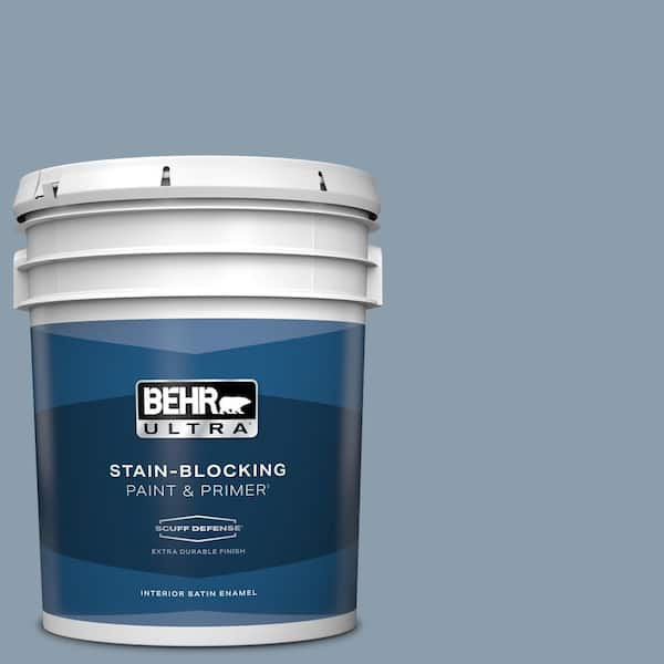 BEHR ULTRA 5 gal. #ICC-65 Relaxing Blue Extra Durable Satin Enamel Interior Paint & Primer