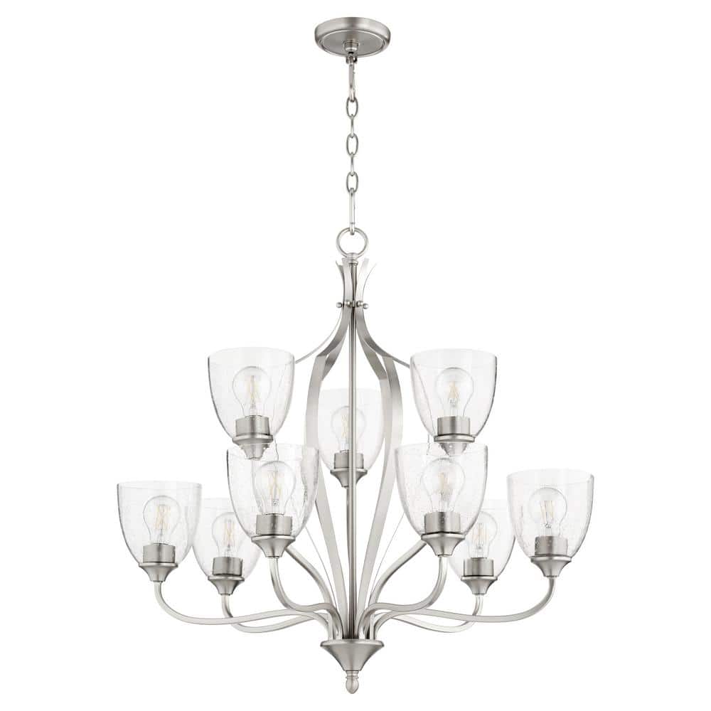 Jardin 9- -Light Satin Nickel Chandelier with Clear Seeded Glass price history on PriceWatchPro