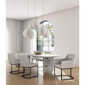 Serena Light Grey Modern Faux Leather Upholstered Dining Chairs with Steel Legs (Set of 6)