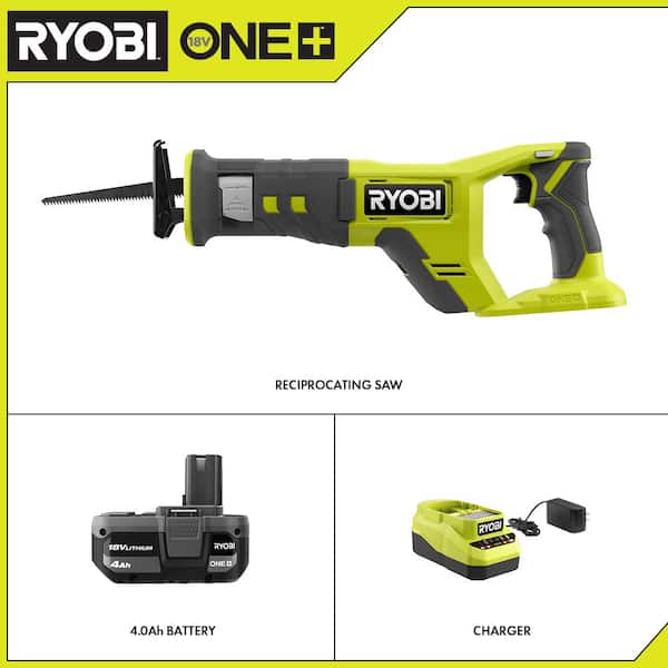 RYOBI PCL515K1 ONE+ 18V Cordless Reciprocating Saw Kit with 4.0 Ah Battery and Charger - 2