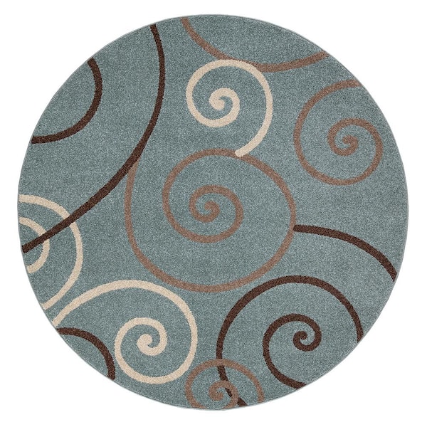 Concord Global Trading Chester Scroll Blue 5 ft. Round Area Rug