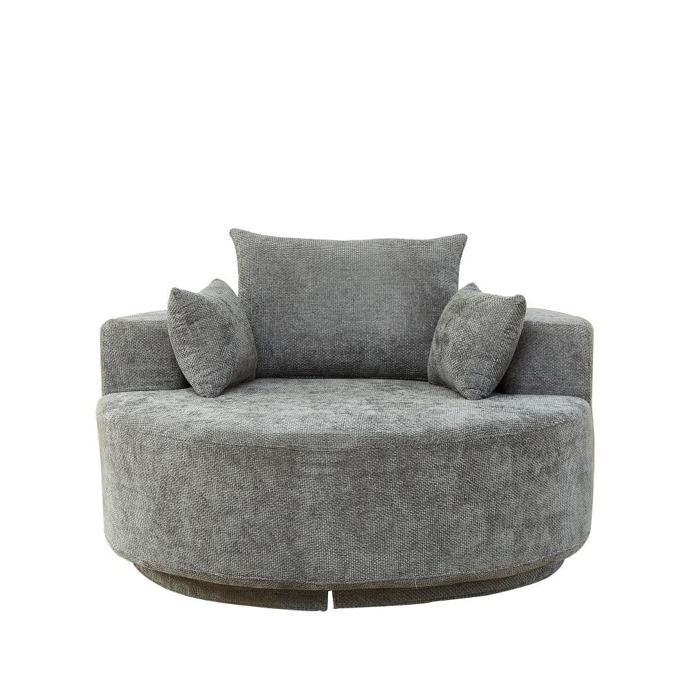 Chenille Foam Single Swivel Chair 55 in. Grey Chenille Fabric with Cushion Unassembled durable construction price history on PriceWatchPro