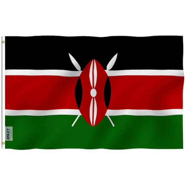 ANLEY Fly Breeze 3 ft. x 5 ft. Polyester Kenya Flag 2-Sided Flags Banner with Brass Grommets and Canvas Header