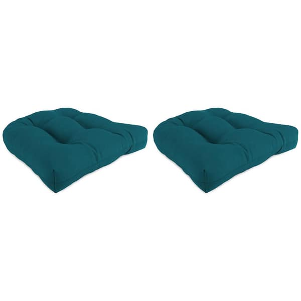 Jordan Manufacturing 19 in. L x 19 in. W x 4 in. T Tufted Outdoor Wicker Seat Cushion in Canvas Teal (2-Pack)