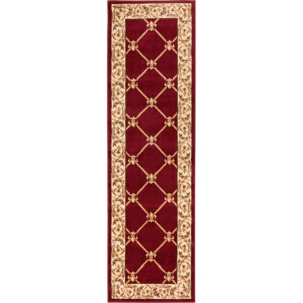 Well Woven Timeless Fleur De Lis Red 3 ft. x 12 ft. Formal Runner Rug