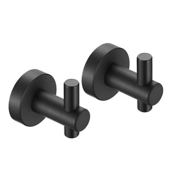 Tileon Round Bathroom Towel Coat Hooks in Black (2-Pack) AYBSZHD1494 - The  Home Depot