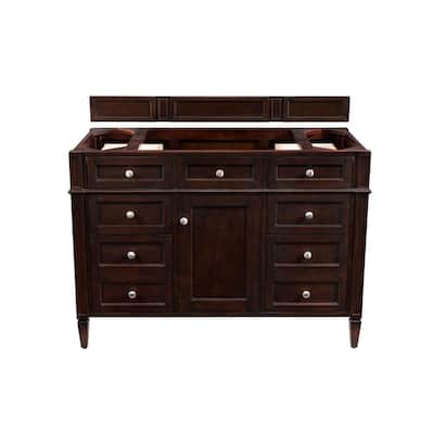 Brittany 48 in. W x 32 in. H Single Vanity Cabinet Only in Burnished Mahogany with Satin Nickel Hardware