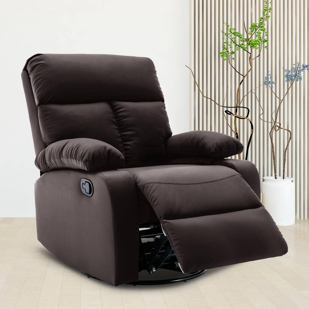 Chizzyseat Yingj 30.2 in. W Brown Faux Leather Upholstered Swivel and ...