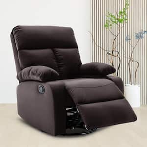 Yingj 30.2 in. W Brown Faux Leather Upholstered Swivel and Rocking Manual Recliner