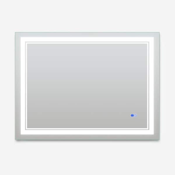 taholi 48 in. W x 40 in. H Rectangular Frameless Wall Bathroom Vanity Mirror with Anti-Fog LED Light