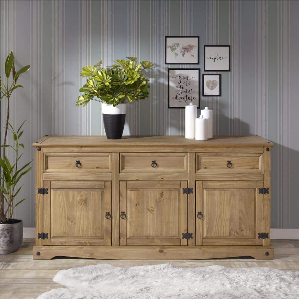 Corona Brown Solid Pine Cottage Buffet Sideboard